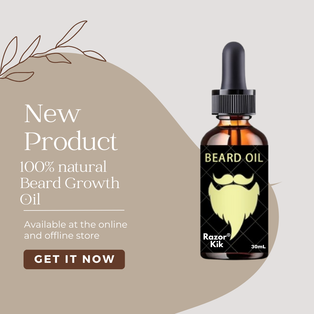 Razor®  Kik | 100% Natural Beard Growth Oil – Fast & Effective