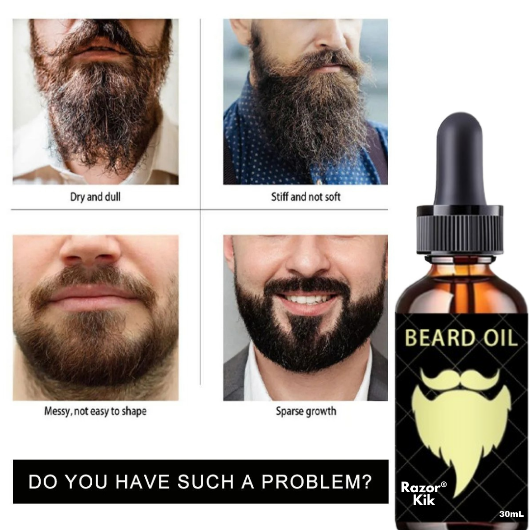 Razor®  Kik | 100% Natural Beard Growth Oil – Fast & Effective